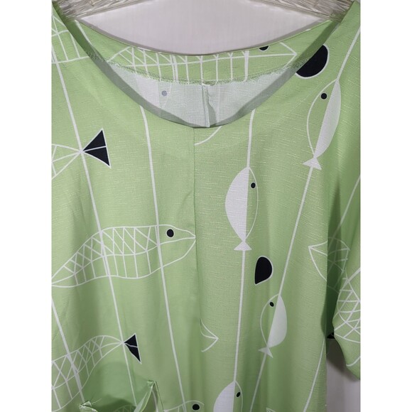 Miss look Blouse Fish Print Short Sleeve Pocket Detail Womans Size XL - Picture 5 of 16